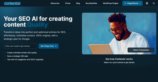 Sua IA de SEO para criar conteúdo de Qualidade - Contentor