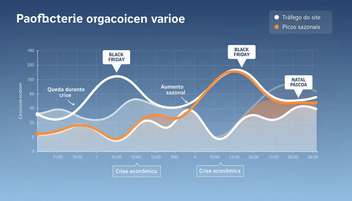 Tráfego orgânico oscilando em função de humor social e datas comerciais